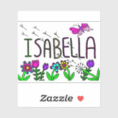 Isabella - Der Name Isabella Whimsical Zeichnend Aufkleber (Blatt)