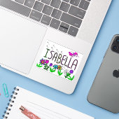 Isabella - Der Name Isabella Whimsical Zeichnend Aufkleber (Laptop mit iPhone)