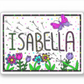 Isabella - Der Name Isabella Whimsical Zeichnend Aufkleber (Vorderseite)