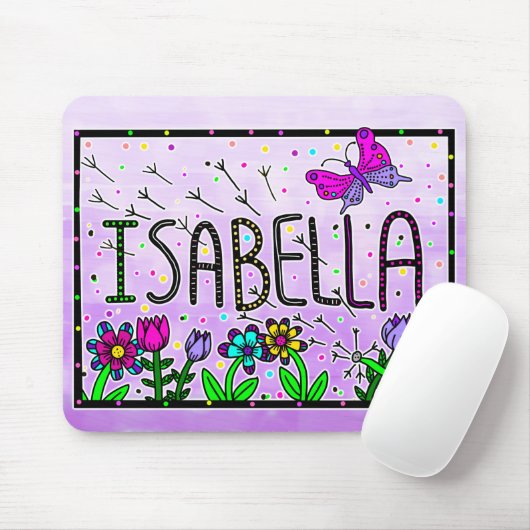 Isabella - Der Name Isabella Whimsical Zeichnend Mousepad (Mit Mouse)