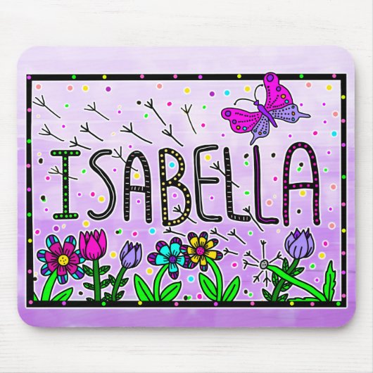 Isabella - Der Name Isabella Whimsical Zeichnend Mousepad (Vorne)