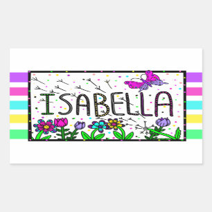 Isabella - Der Name Isabella Whimsical Zeichnend Rechteckiger Aufkleber
