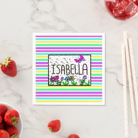 Isabella - Der Name Isabella Whimsical Zeichnend Serviette (Beispiel)