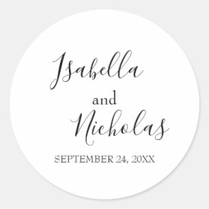 Isabella Einfache Moderne Kalligrafie-Hochzeit Runder Aufkleber