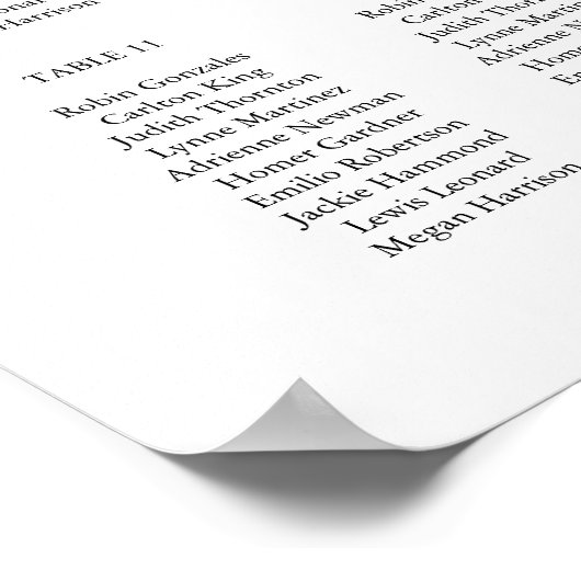 ISABELLA Elegant Boho Greenery Table Seating Chart Poster (Ecke)