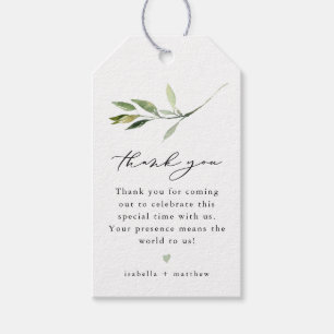 ISABELLA Elegant Greenery Leaf Boho Vielen Dank Geschenkanhänger