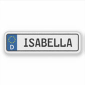 Isabella German Car License Plate Aufkleber (Vorderseite)