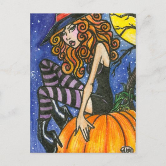 Isabella : Halloween Hexenkarte von Faerydae Postkarte (Vorderseite)