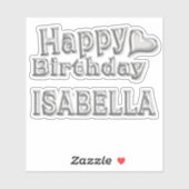 Isabella Happy Birthday silver Aufkleber Sticker (Blatt)