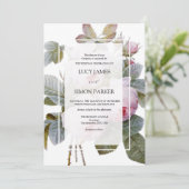 Isabella II, elegante französische Vintage Rose Einladung (Stehend Vorderseite)