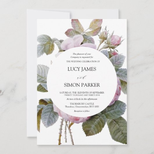 Isabella II, Elegante Vintage Rose Einladung (Vorderseite)