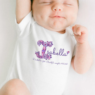 Isabella-Mädchen Name u. Monogramm-Shirt der Baby Strampler