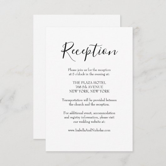 Isabella Moderne Script Hochzeitsempfehlung Begleitkarte (Vorne/Hinten)