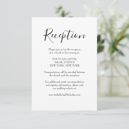 Isabella Moderne Script Hochzeitsempfehlung Begleitkarte (Stehend Vorderseite)