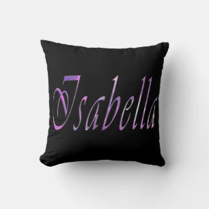 Isabella, Name, Logo, Girls Black Throw Cushion Kissen