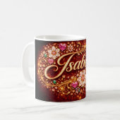 Isabella Pink Heart Emerald Gold Personalized Gift Kaffeetasse (Vorderseite Links)