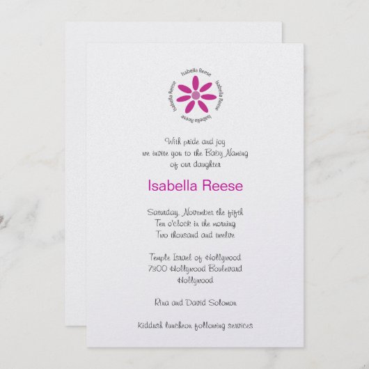 Isabella Reese Einladung (Vorne/Hinten)