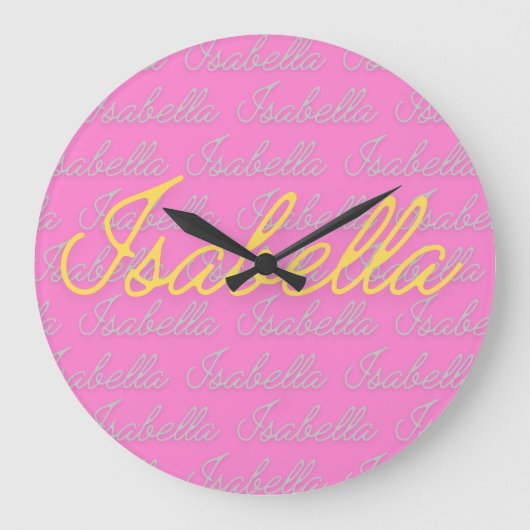 Isabella Signature Name Pattern Große Wanduhr (Vorderseite)