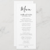 Isabella Simple Modern Black Calligraphy Wedding Menükarte (Vorne/Hinten)