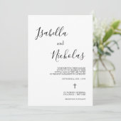 Isabella Simple Modern Script katholische Hochzeit Einladung (Stehend Vorderseite)