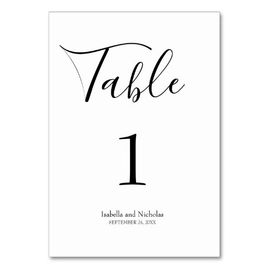 Isabella Simple Modern Whimsical Calligraphy Tischnummer (Vorderseite)