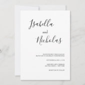 Isabella Simple Modern White Black Foto Wedding Einladung (Vorderseite)