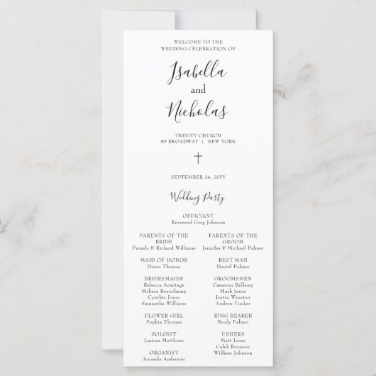 Isabella Simple Script Christliche Hochzeitsprogra (Vorderseite)