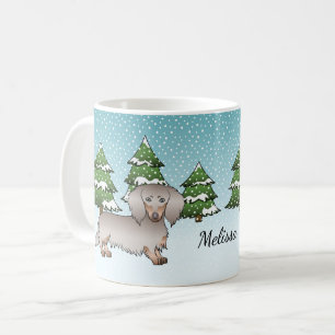 Isabella & Tan Langhaar-Dachshund Winterwald Kaffeetasse