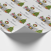 Isabella & Tan Long Hair Dackel Weihnachtssaal Geschenkpapier (Ecke)