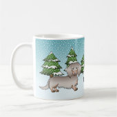 Isabella & Tan Long Hair Dackel Winterwald Kaffeetasse (Links)