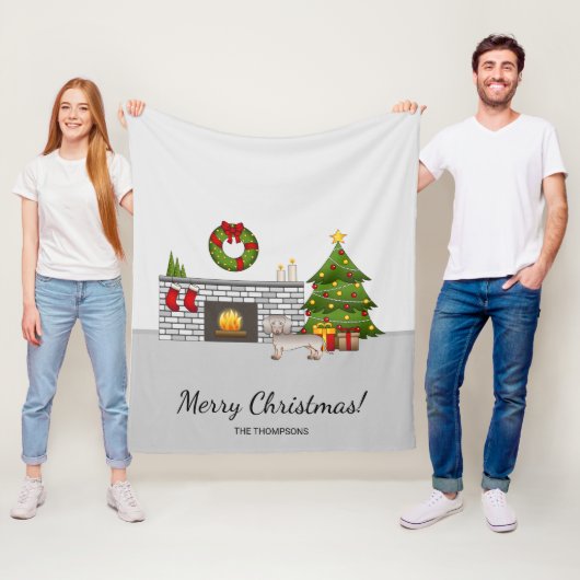 Isabella & Tan Smooth Coat Dackel - Weihnachten Fleecedecke (Beispiel)