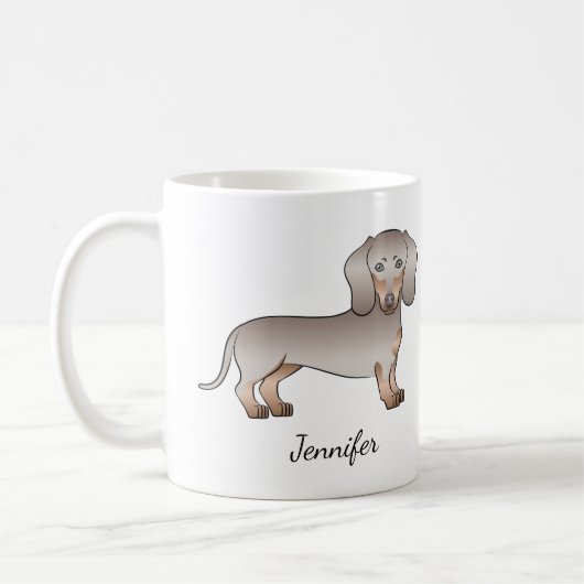 Isabella und Tan Kurz Hair Dackel Hund und Name Kaffeetasse (Links)