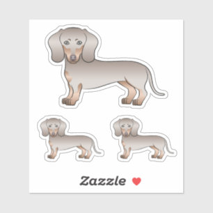 Isabella und Tan Kurzhaar-Dachshund-Cartoon-Hund Aufkleber
