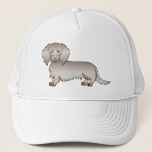 Isabella und Tan Langhaar-Dachshund Cartoon-Hund Truckerkappe