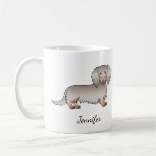 Isabella und Tan Langhaar Dachshund Hund & Name Kaffeetasse
