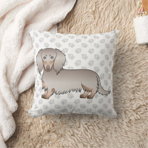 Isabella und Tan Langhaar Dachshund Hund & Pfoten Kissen