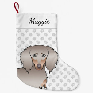 Isabella und Tan Langhaar Dachshund Hundekopf Kleiner Weihnachtsstrumpf