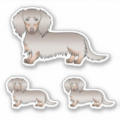 Isabella und Tan Long Hair Dackel Cartoon Hunde Aufkleber (Vorderseite)