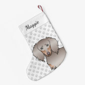 Isabella und Tan Long Hair Dackel Dog Kleiner Weihnachtsstrumpf (Rückseite (Hängend))