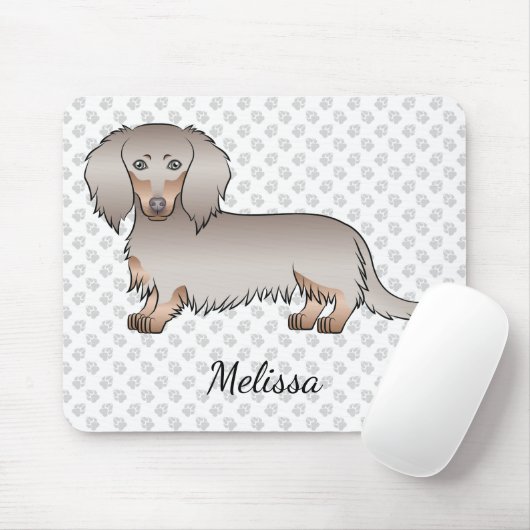 Isabella und Tan Long Hair Dackel Hund & Name Mousepad (Mit Mouse)