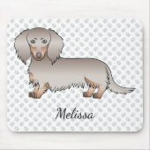 Isabella und Tan Long Hair Dackel Hund & Name Mousepad (Vorne)