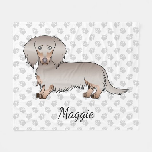 Isabella und Tan Long Hair Dackel Hund & Paws Fleecedecke (Vorderseite (Horizontal))