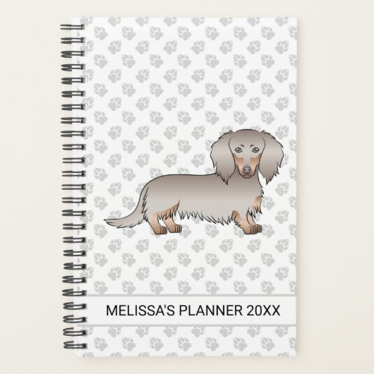 Isabella und Tan Long Hair Dackel Hund & Text Planer (Vorderseite)