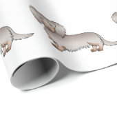 Isabella und Tan Long Hair Dackel Hundeschema Geschenkpapier (Rolleneckpunkt)