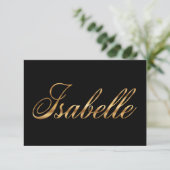 Isabelle gold Design Lettering Karte (Stehend Vorderseite)
