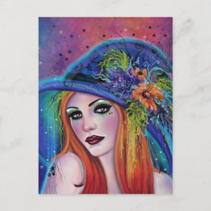Isadora Halloween witch art by Renee Lavoie Postkarte