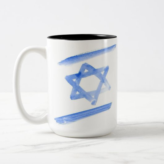 Isaeli Fahne Kaffeemaschine Tasse, hellblaue Grafi Zweifarbige Tasse (Links)