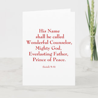 Isaiah9: 6b "Sein Name wird als wunderbar bezeichn Feiertagskarte