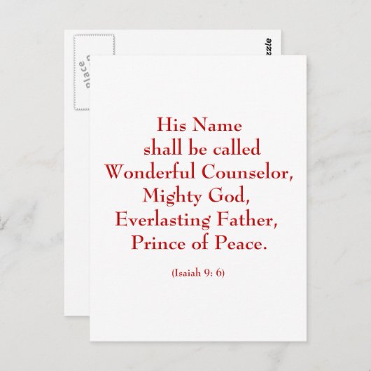 Isaiah9: 6b "Sein Name wird als wunderbar bezeichn Postkarte (Vorne/Hinten)