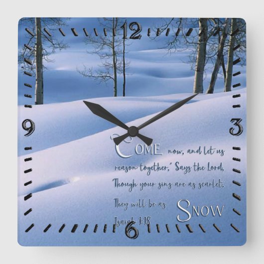 Isaiah 1:18 Inspirational Quadratische Wanduhr (Vorderseite)